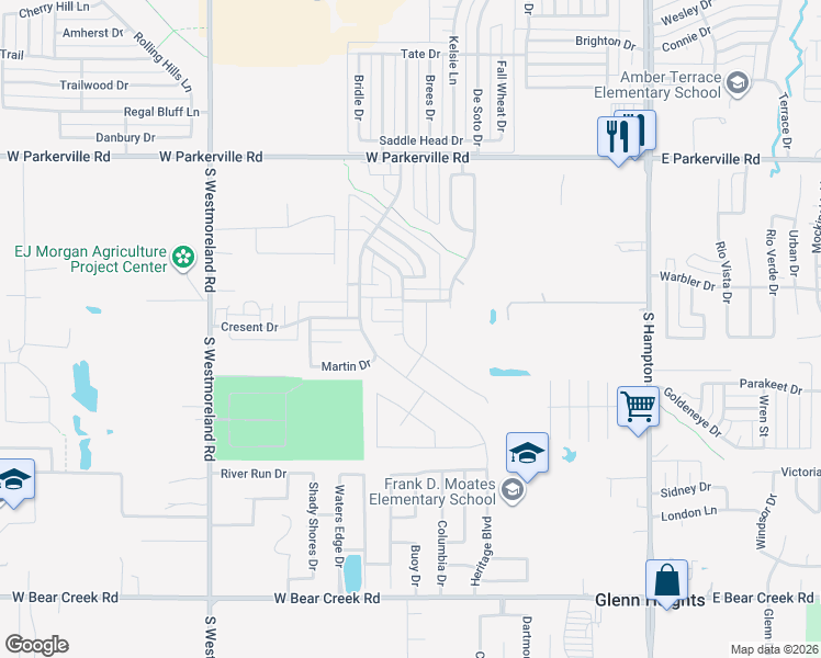 map of restaurants, bars, coffee shops, grocery stores, and more near 1216 Copper Drive in DeSoto