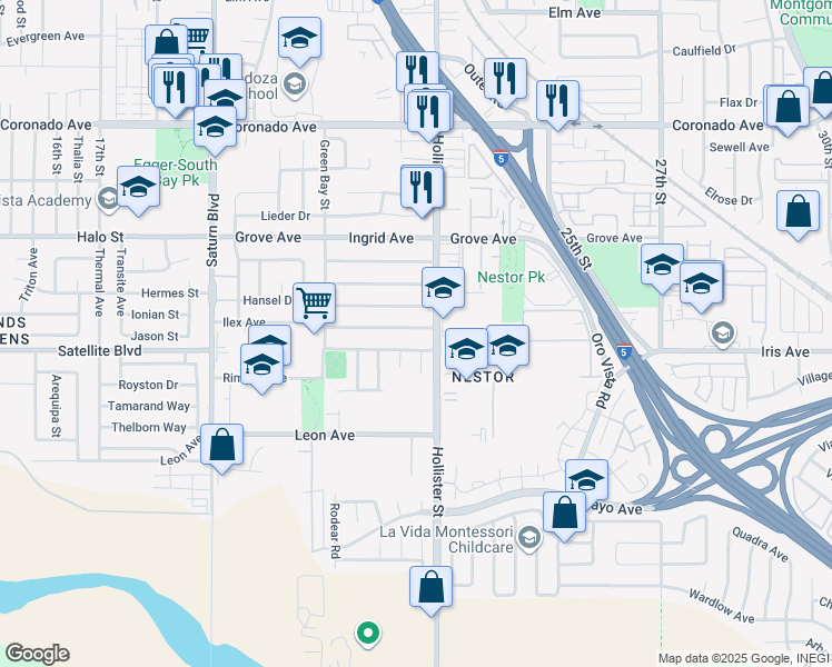 map of restaurants, bars, coffee shops, grocery stores, and more near 2232 Iris Avenue in San Diego