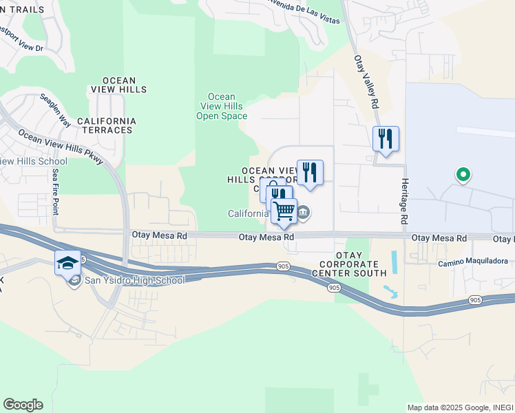 map of restaurants, bars, coffee shops, grocery stores, and more near 1568 Corporate Center Drive in San Diego