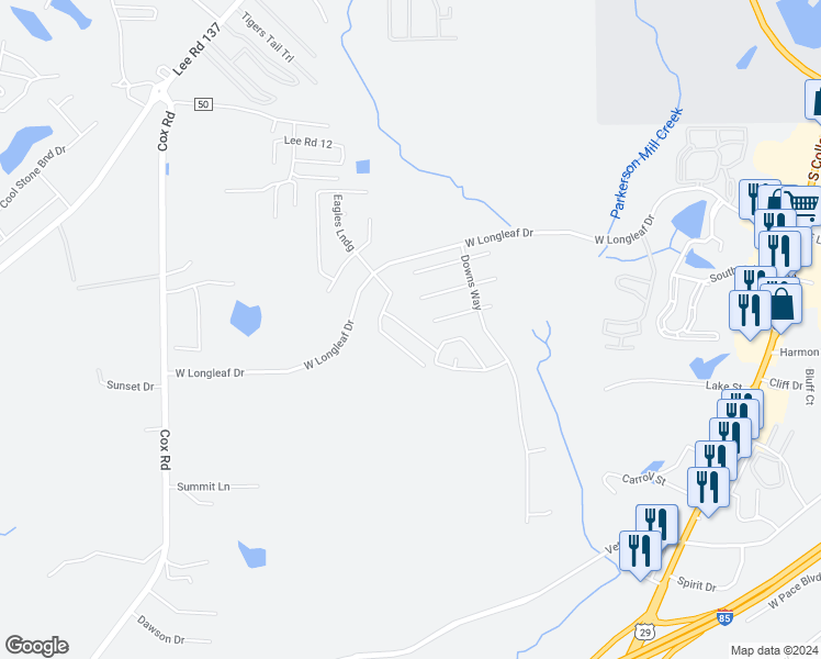 map of restaurants, bars, coffee shops, grocery stores, and more near 744 Meagan Lane in Auburn