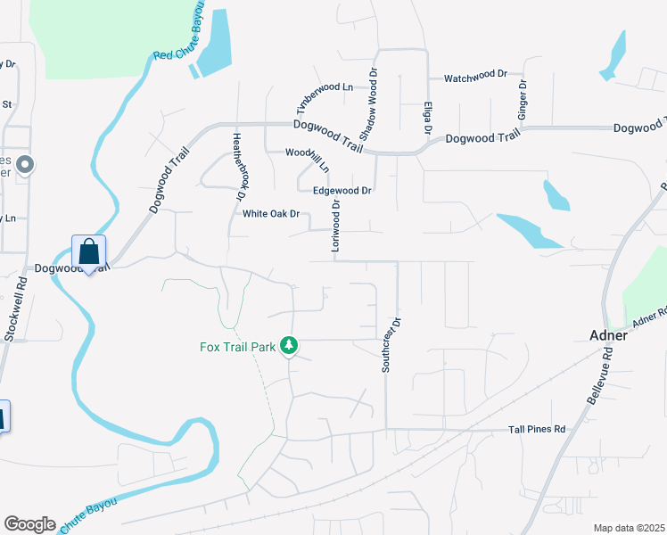 map of restaurants, bars, coffee shops, grocery stores, and more near 322 Blue Fox Circle in Haughton