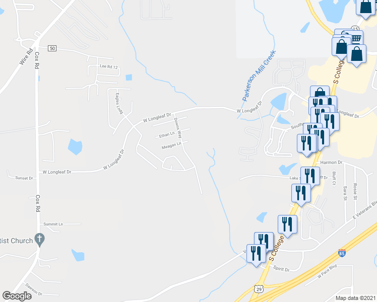 map of restaurants, bars, coffee shops, grocery stores, and more near 1961 Downs Way in Auburn