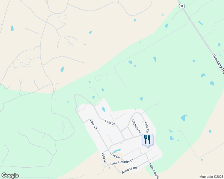 map of restaurants, bars, coffee shops, grocery stores, and more near 736 Lands Way Road in Weatherford