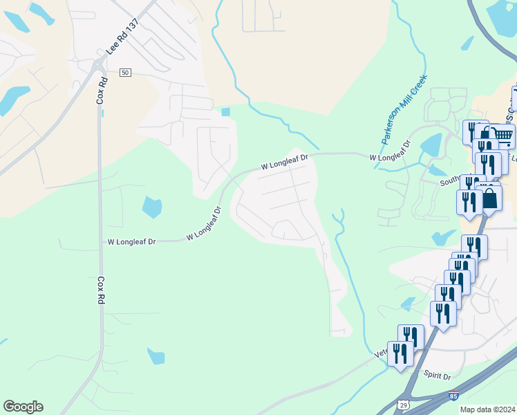 map of restaurants, bars, coffee shops, grocery stores, and more near 744 Meagan Lane in Auburn