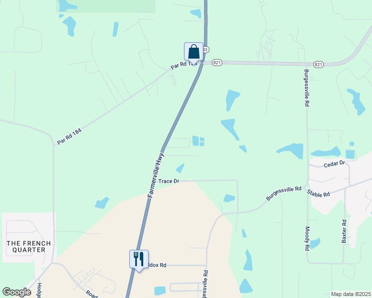 map of restaurants, bars, coffee shops, grocery stores, and more near 101-199 Sundance Drive in Ruston