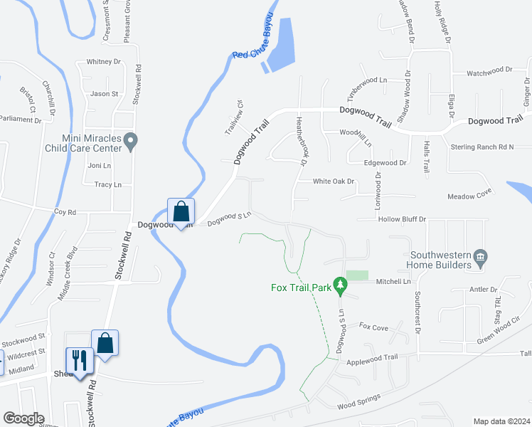 map of restaurants, bars, coffee shops, grocery stores, and more near 209 Dogwood South Lane in Haughton