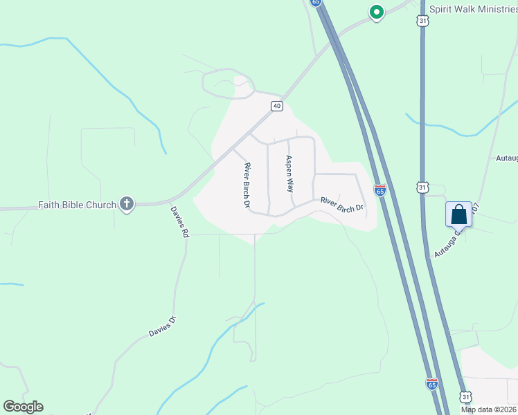 map of restaurants, bars, coffee shops, grocery stores, and more near 587 River Birch Drive in Prattville