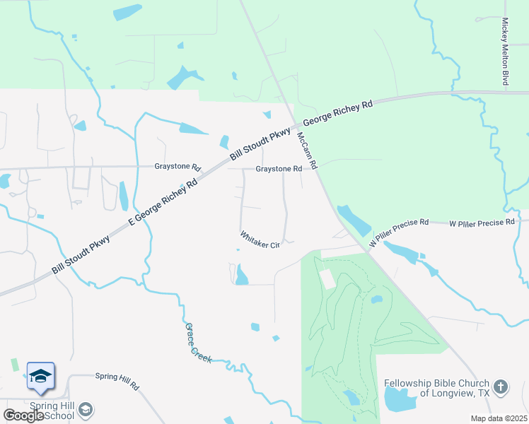map of restaurants, bars, coffee shops, grocery stores, and more near 5517 Whitaker Circle in Longview