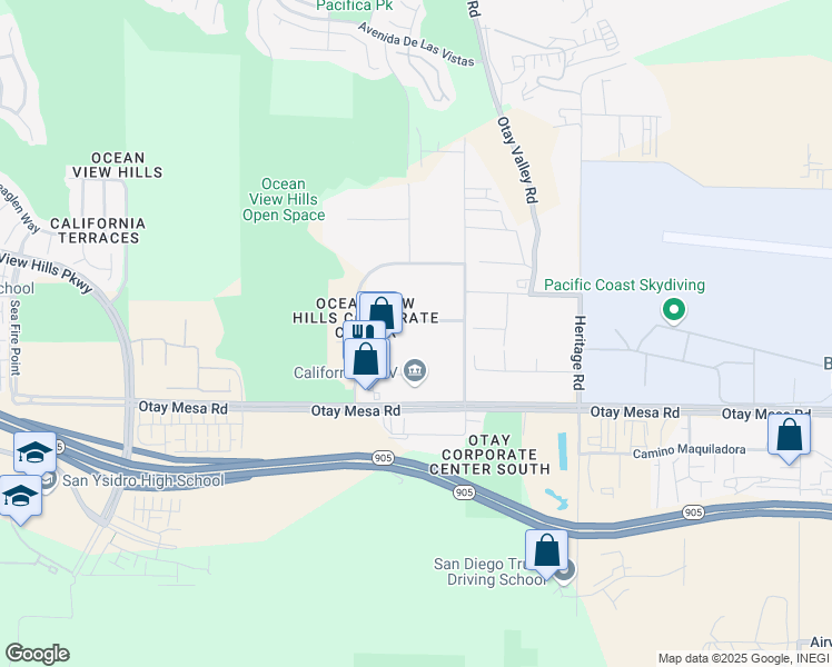 map of restaurants, bars, coffee shops, grocery stores, and more near 6151 Progressive Avenue in San Diego
