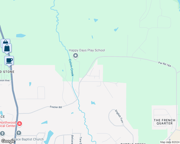 map of restaurants, bars, coffee shops, grocery stores, and more near 3811 Green Mountain Drive in Ruston