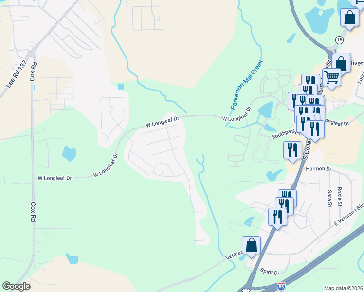 map of restaurants, bars, coffee shops, grocery stores, and more near 682 Meagan Court in Auburn