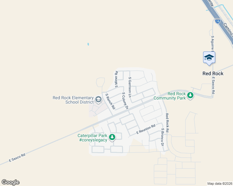 map of restaurants, bars, coffee shops, grocery stores, and more near 21158 East Legend Drive in Red Rock
