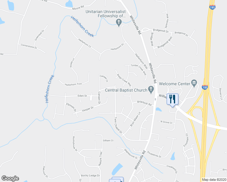 map of restaurants, bars, coffee shops, grocery stores, and more near 8343 Twin Chapel Drive in Columbus