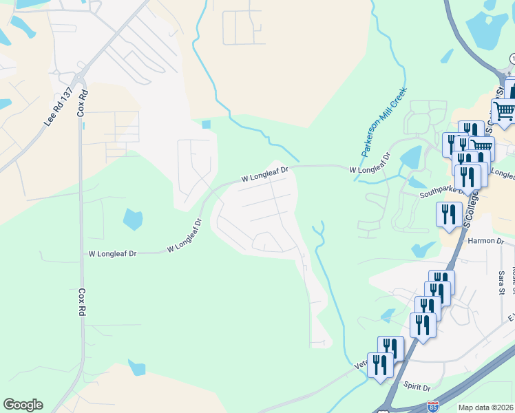 map of restaurants, bars, coffee shops, grocery stores, and more near 721 Ethan Lane in Auburn
