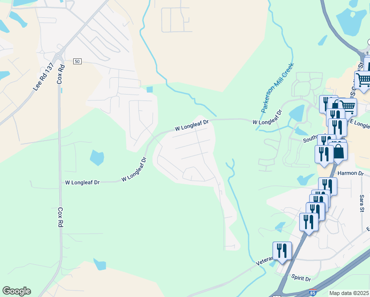 map of restaurants, bars, coffee shops, grocery stores, and more near 721 Ethan Lane in Auburn