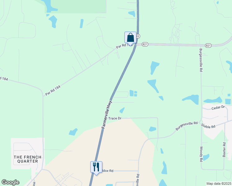 map of restaurants, bars, coffee shops, grocery stores, and more near 2739-2757 Farmerville Highway in Ruston