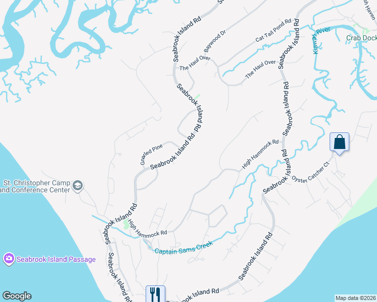 map of restaurants, bars, coffee shops, grocery stores, and more near 2649 Seabrook Island Road in Johns Island