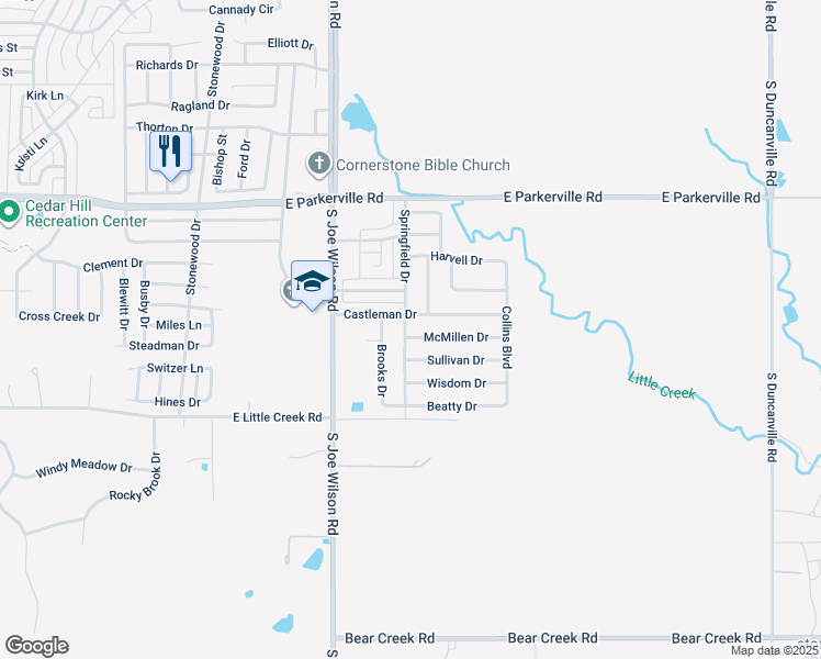 map of restaurants, bars, coffee shops, grocery stores, and more near 1200 McMillen Drive in Cedar Hill