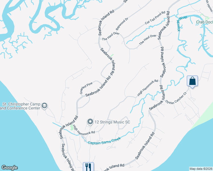 map of restaurants, bars, coffee shops, grocery stores, and more near 2649 Seabrook Island Road in Johns Island