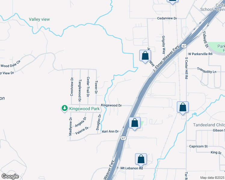 map of restaurants, bars, coffee shops, grocery stores, and more near 1015 Randy Road in Cedar Hill