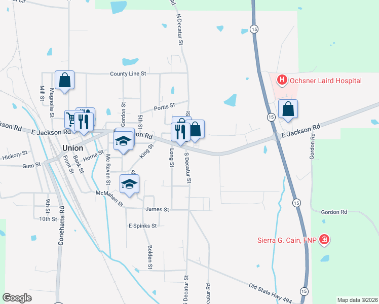 map of restaurants, bars, coffee shops, grocery stores, and more near 400-498 South Decatur Street in Union