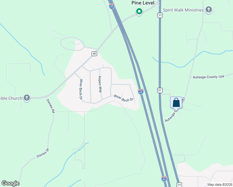 map of restaurants, bars, coffee shops, grocery stores, and more near 609 River Birch Drive in Prattville