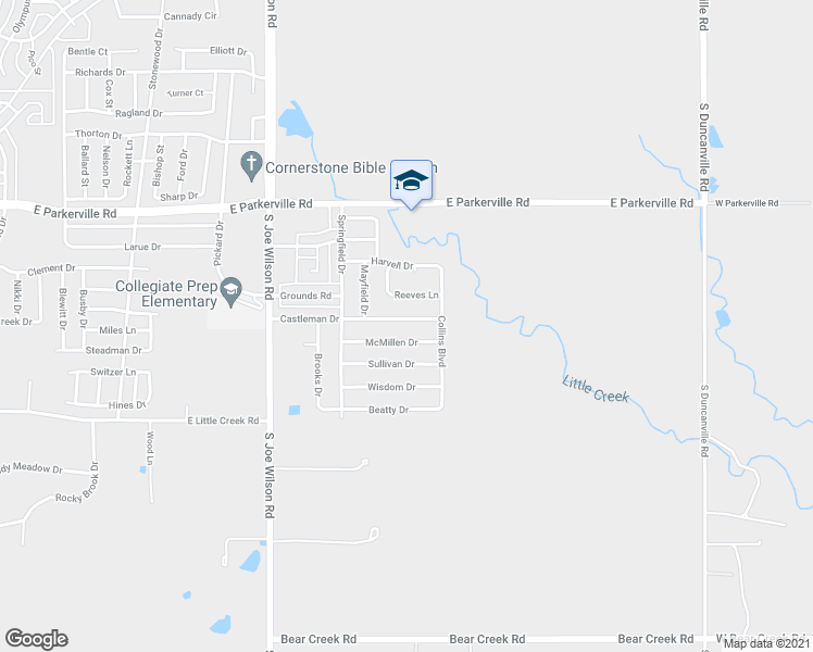 map of restaurants, bars, coffee shops, grocery stores, and more near 1221 Castleman Drive in Cedar Hill