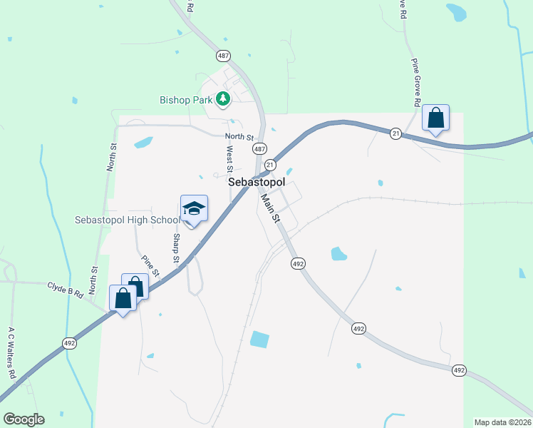 map of restaurants, bars, coffee shops, grocery stores, and more near 133 Main Street in Sebastopol