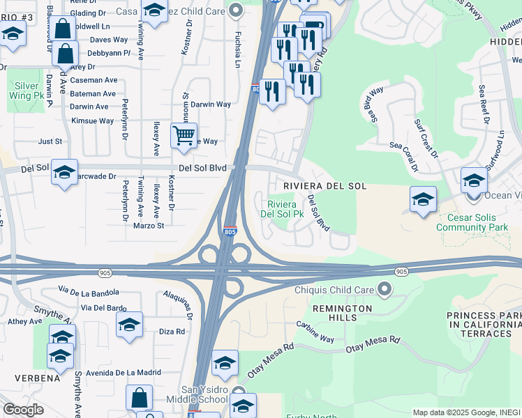 map of restaurants, bars, coffee shops, grocery stores, and more near 4484 Riviera Shores Street in San Diego