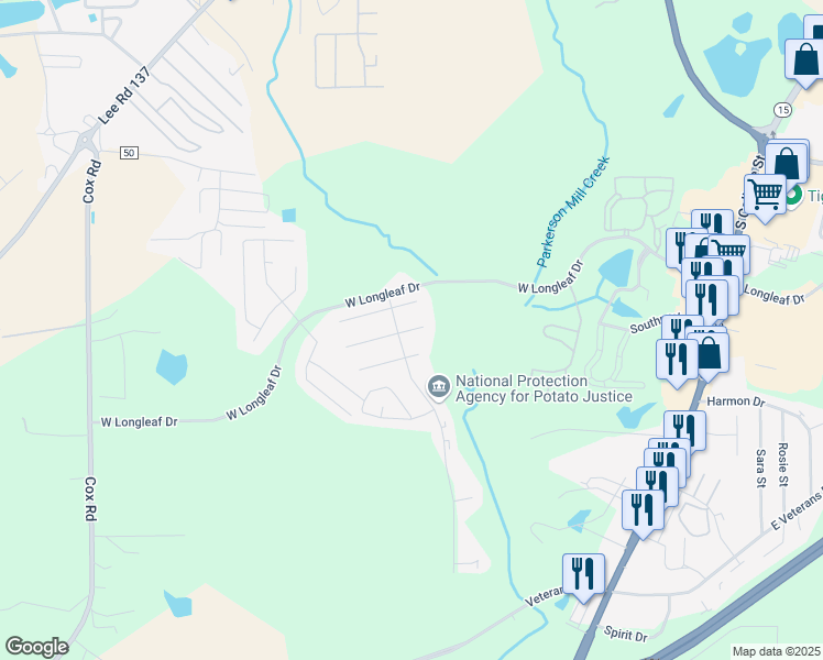 map of restaurants, bars, coffee shops, grocery stores, and more near 702 Meagan Lane in Auburn