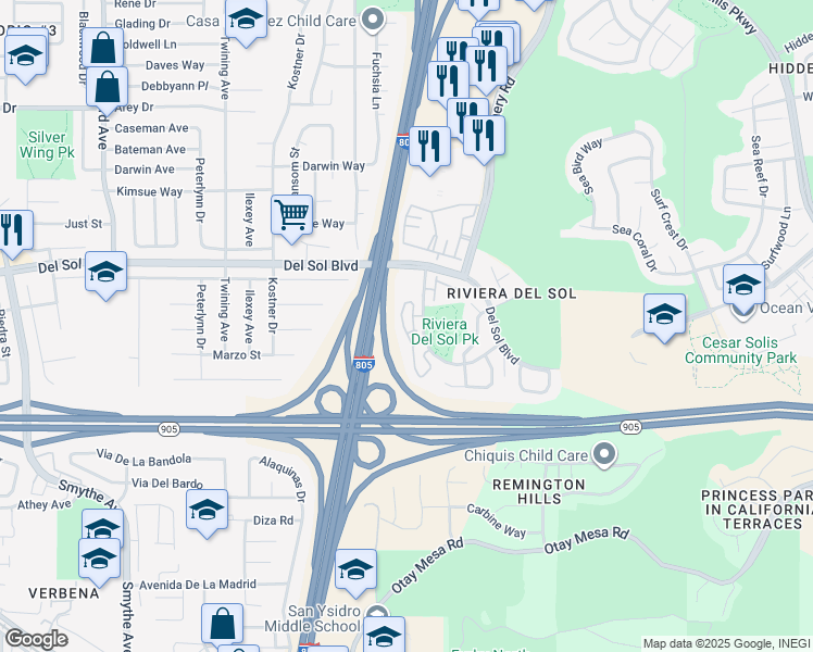 map of restaurants, bars, coffee shops, grocery stores, and more near 1526 Paseo Aurora in San Diego