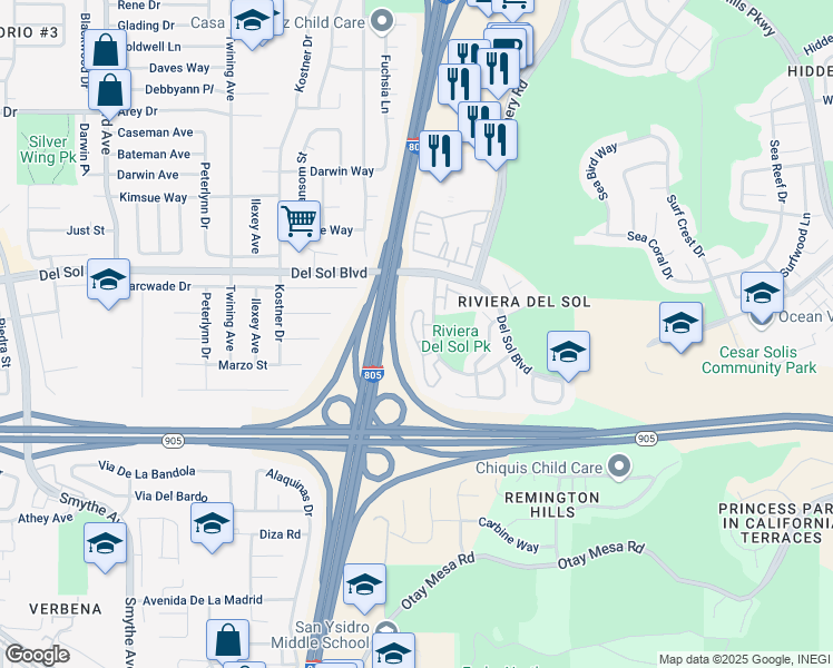 map of restaurants, bars, coffee shops, grocery stores, and more near 1526 Paseo Aurora in San Diego