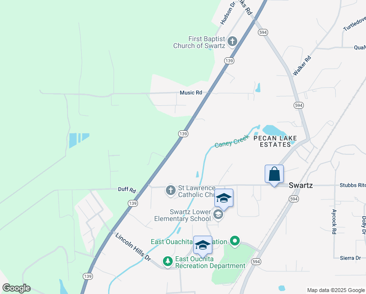map of restaurants, bars, coffee shops, grocery stores, and more near 1700 Louisiana 139 in Monroe