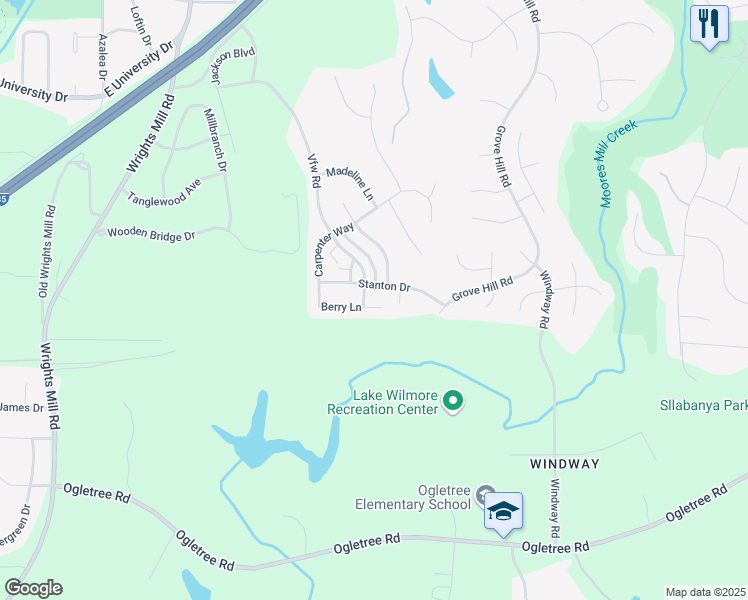 map of restaurants, bars, coffee shops, grocery stores, and more near 817 Berry Lane in Auburn