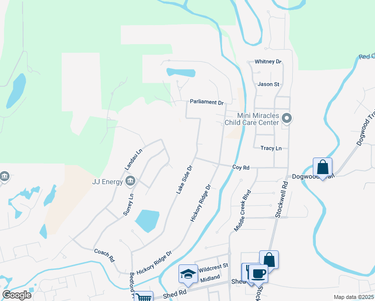 map of restaurants, bars, coffee shops, grocery stores, and more near 5705 Lake Side Drive in Bossier City