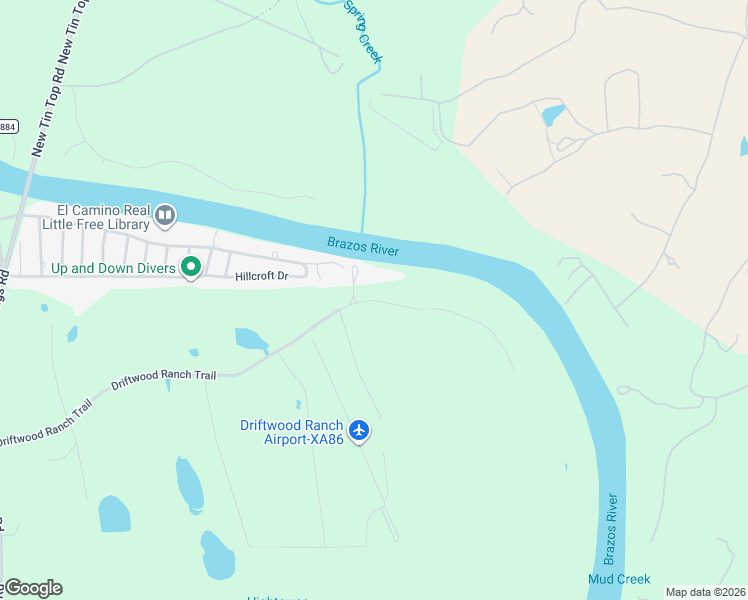 map of restaurants, bars, coffee shops, grocery stores, and more near Driftwood Ranch Trail in Weatherford