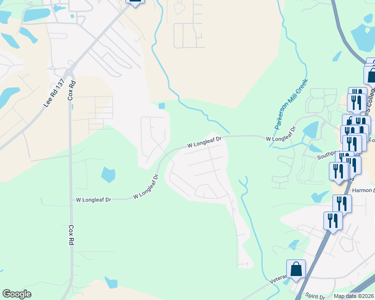 map of restaurants, bars, coffee shops, grocery stores, and more near 732 Yeager Lane in Auburn
