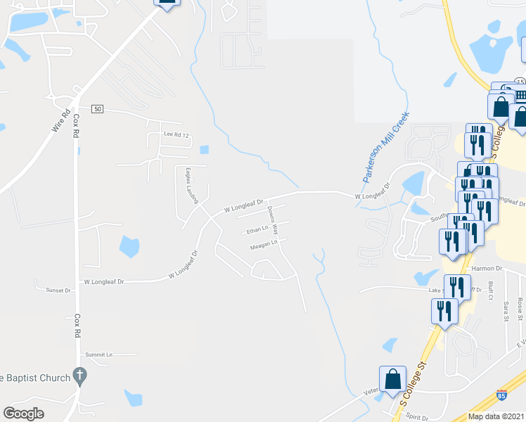 map of restaurants, bars, coffee shops, grocery stores, and more near 708 Yeager Lane in Auburn