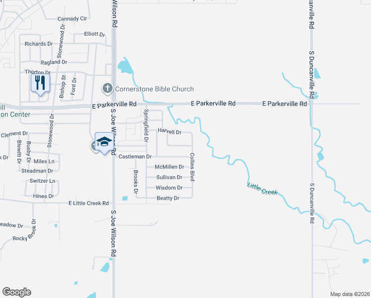 map of restaurants, bars, coffee shops, grocery stores, and more near 1228 Reeves Lane in Cedar Hill