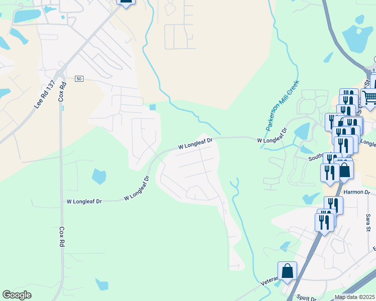 map of restaurants, bars, coffee shops, grocery stores, and more near 716 Yeager Lane in Auburn