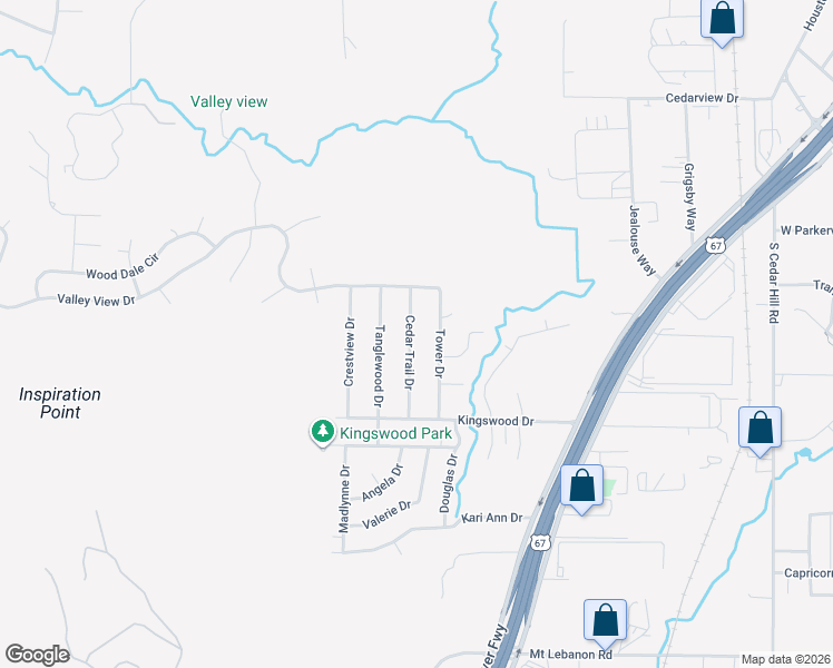 map of restaurants, bars, coffee shops, grocery stores, and more near 1013 Cedar Trail Drive in Cedar Hill