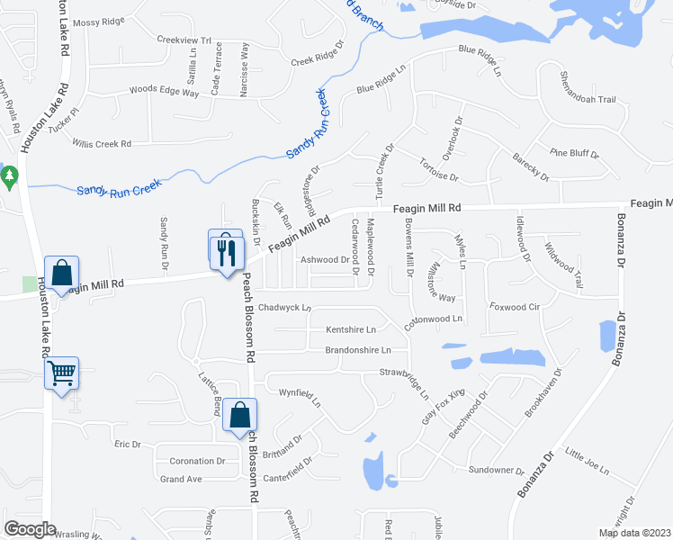 map of restaurants, bars, coffee shops, grocery stores, and more near 417 Birchwood Drive in Bonaire