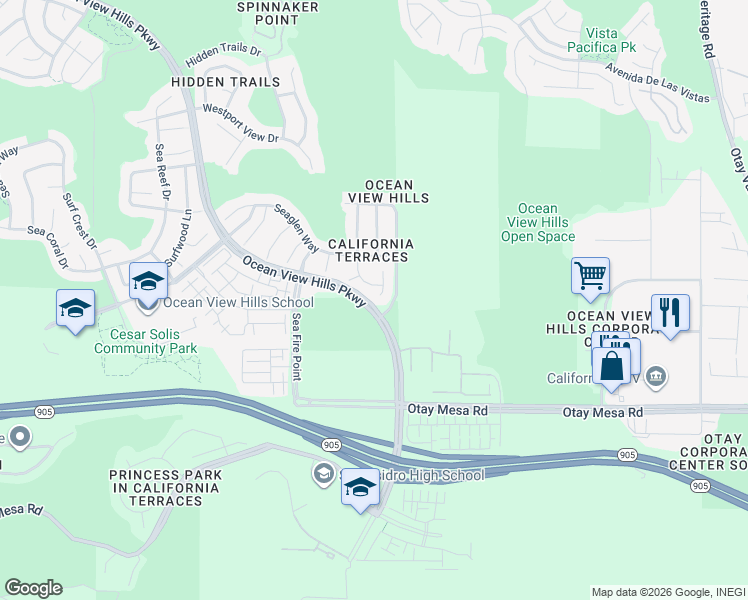 map of restaurants, bars, coffee shops, grocery stores, and more near 1276 Seagreen Place in San Diego