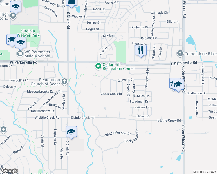 map of restaurants, bars, coffee shops, grocery stores, and more near 911 Hidden Lakes Drive in Cedar Hill