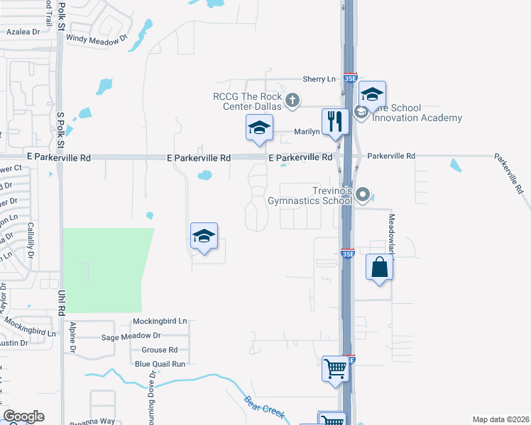 map of restaurants, bars, coffee shops, grocery stores, and more near 1024 Cardinal Drive in DeSoto