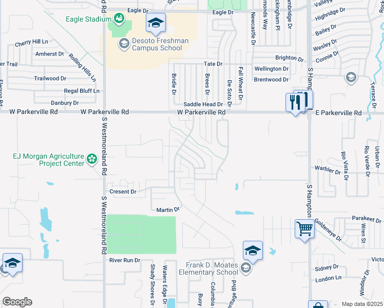 map of restaurants, bars, coffee shops, grocery stores, and more near 460 Chestnut Lane in DeSoto