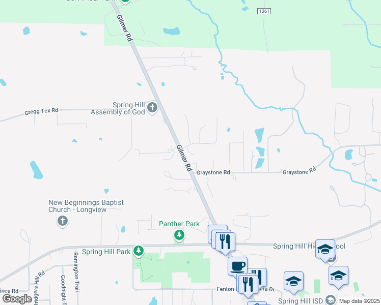 map of restaurants, bars, coffee shops, grocery stores, and more near 4100 Winding Way in Longview
