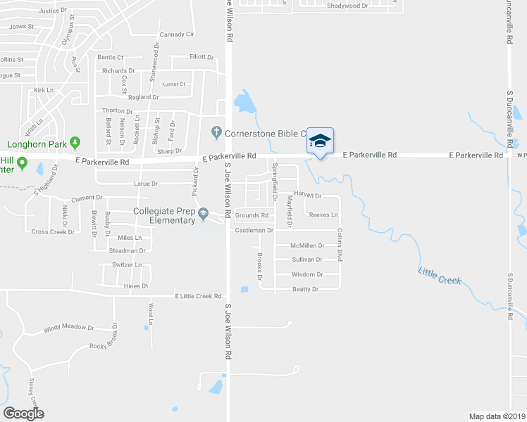 map of restaurants, bars, coffee shops, grocery stores, and more near 1122 Grounds Road in Cedar Hill