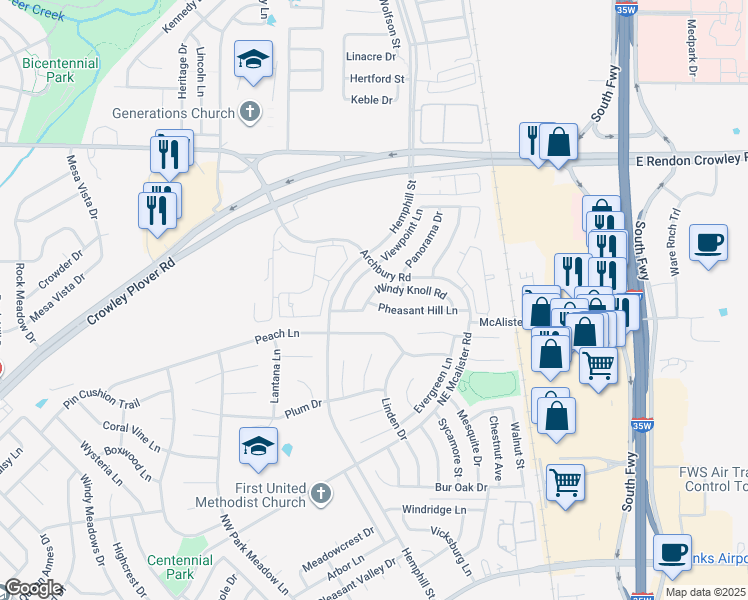 map of restaurants, bars, coffee shops, grocery stores, and more near 548 Pheasant Hill Lane in Cross Timber