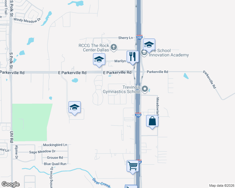 map of restaurants, bars, coffee shops, grocery stores, and more near 1101 Venture Lane in DeSoto